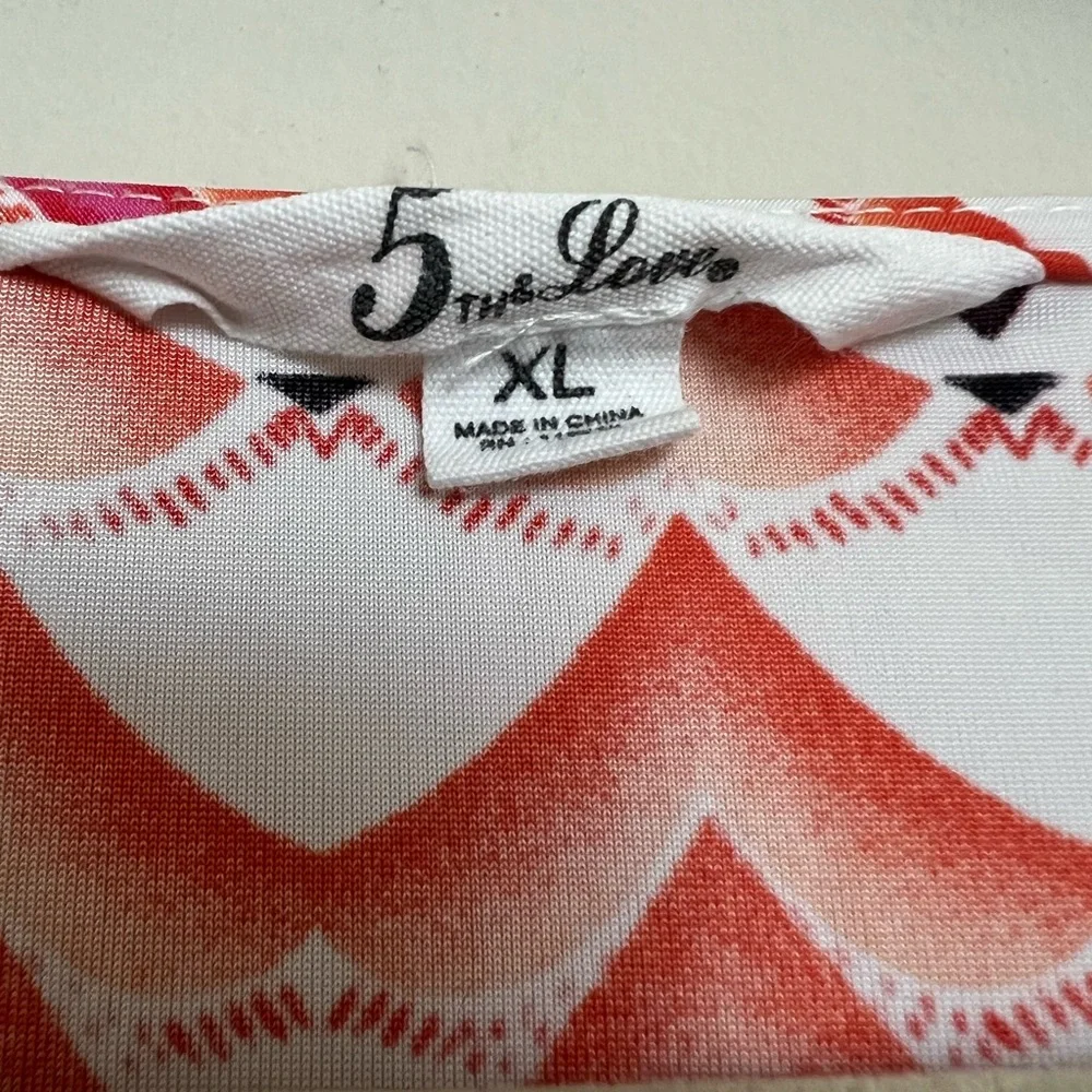 Coral Chevron Print Dress XL | Boho V-Neck Smocked Waist Summer Dress - Picture 8 of 8